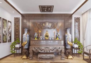 Các mẫu trần thạch cao phòng thờ đẹp, hợp phong thủy mới nhất hiện nay